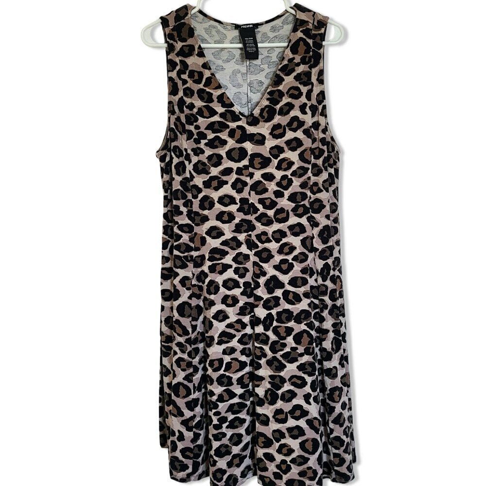 Premise Leopard Print Dress Womens XXL Knee Length V-Neck Sleeveless Trendy